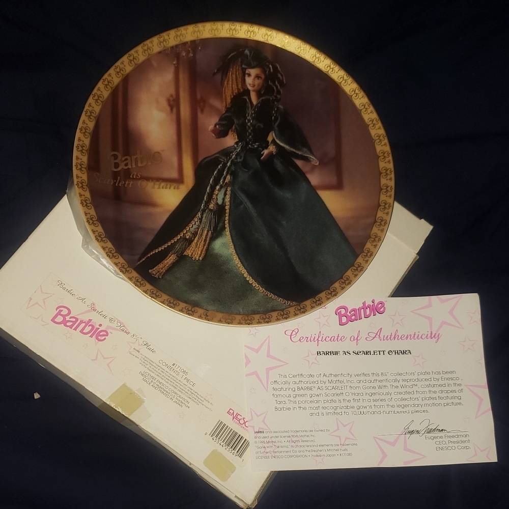 Barbie Collector Plate with Elegant Dark Green Dress